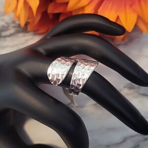 Bohemian Spiral Adjustable Ring Fashion Vintage Hammered Silver Color